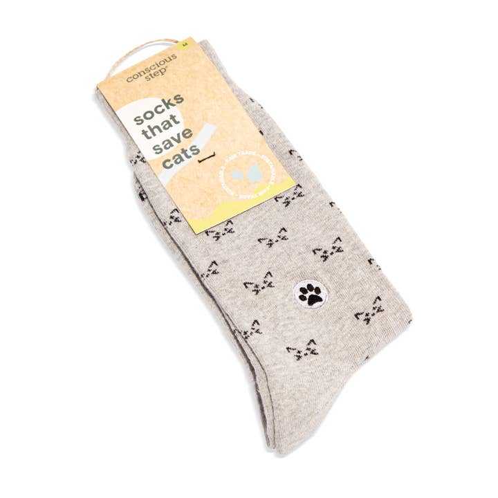 Conscious Step - Wholesale Socks - Unisex - Socks that Save Cats (Gray Cats)