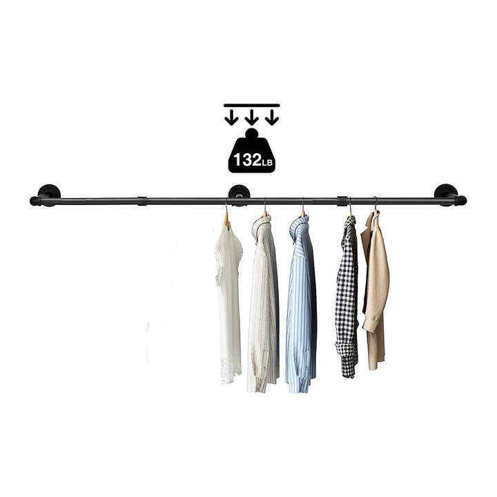 SERENITA - Wholesale Coat Rack - Industrial Pipe Clothing Rack Bar, Hanging Rod, wall-mounted