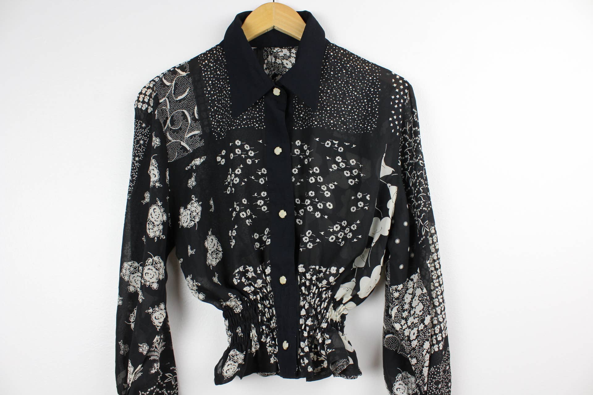 Sun's Out! - Wholesale Blouse - Women's - Reworked Vintage Long-Sleeve Button Up Blouse - Cinched20