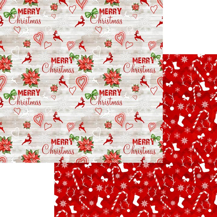 Home For Christmas Merry Christmas 12x12 Paper-15 Pack for wholesale by SSC Wholesale