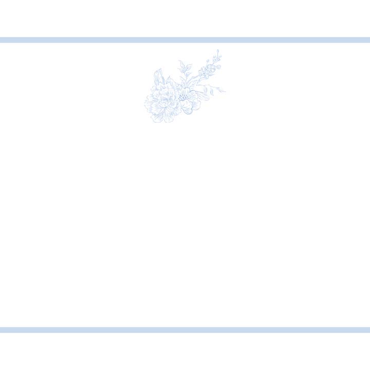 Duncan Sister Designs - Wholesale Stationery/Notecard Set - Blue Floral Toile Notecards – Set of 8, USA Made1