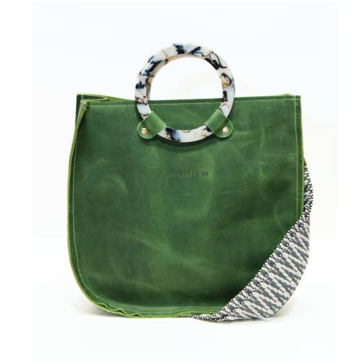 Leather Ring Handle Tote, Large Size - The Louise for wholesale by Designed For Joy