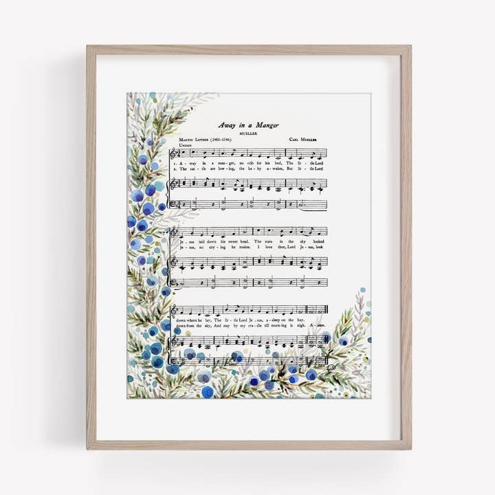 Lámina de cuento de Navidad en acuarela «Away in a Manger», 8 x 10 pulgadas para venta al por mayor de Marydean Draws