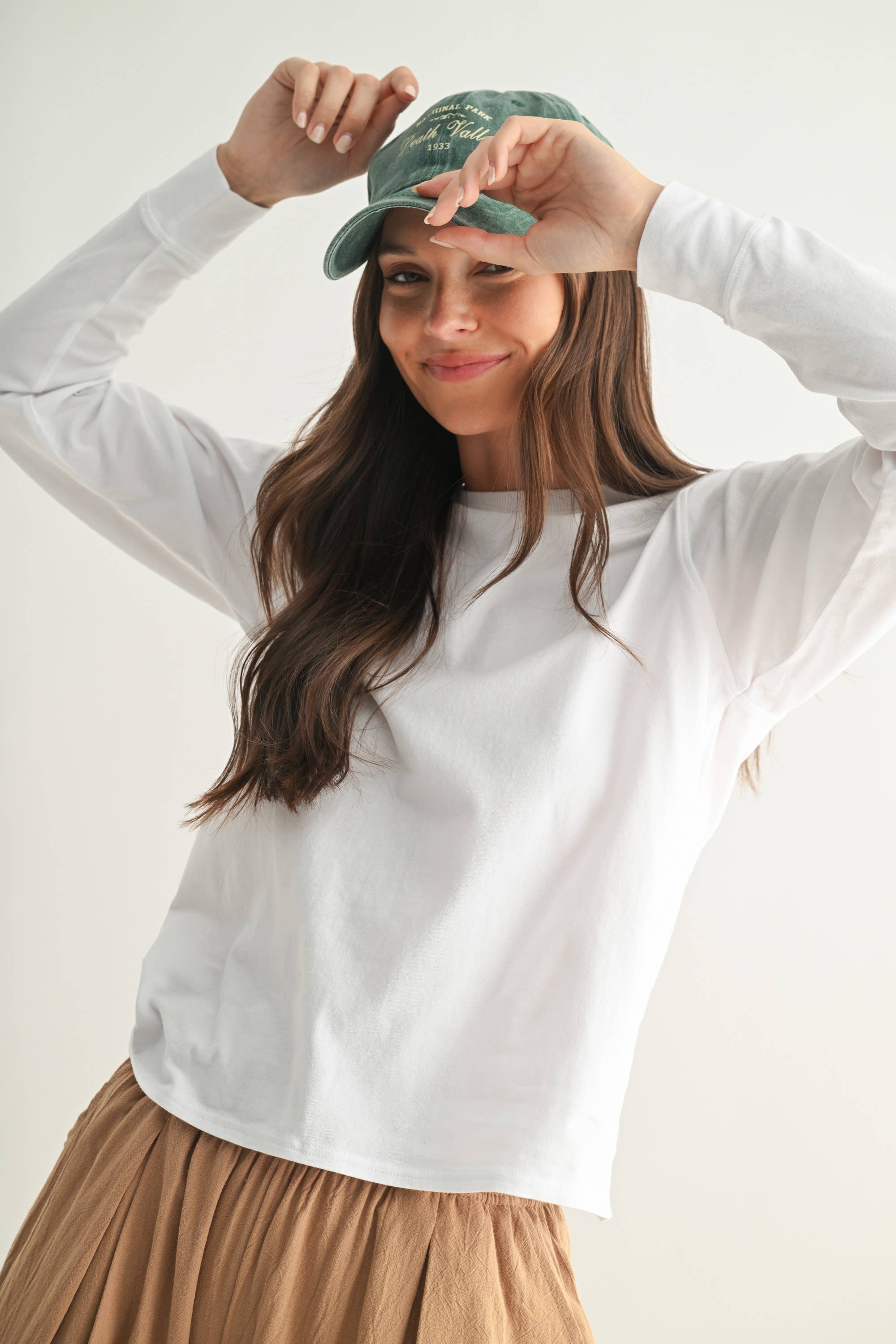 Mono B - Vendita all'ingrosso Maglietta - Donna - Maglia a Maniche Lunghe in Cotone Pima Stonewash a Taglio Ampio0