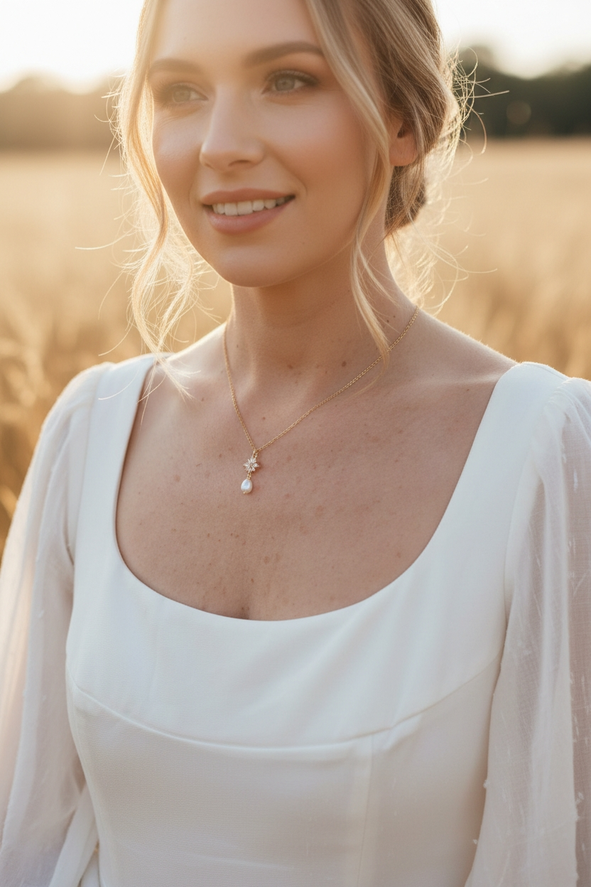 L'atelier du 6 - Wholesale Y-Neck/Lariat Necklace - Golden necklace with zircon and white pearly drops.3