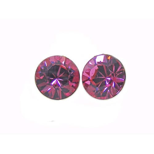 Brincos de cristal 6 mm em prata rosa 925 por atacado de Janusch