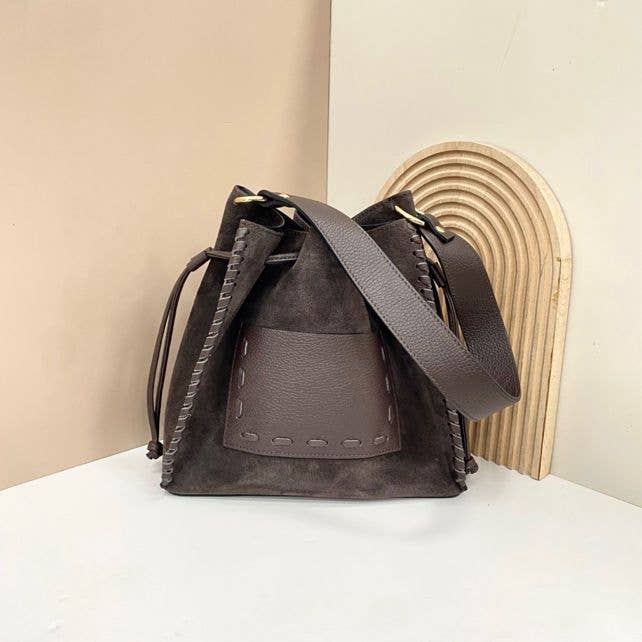 SWEET MAGIC SHOES & BAGS - Wholesale Shoulder Bag - Women's - LEATHER BOX WITH SUEDE