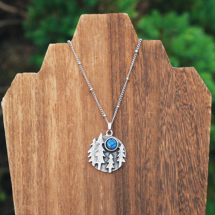 Forest Labradorite Pendant Necklace for wholesale by Muna Moth