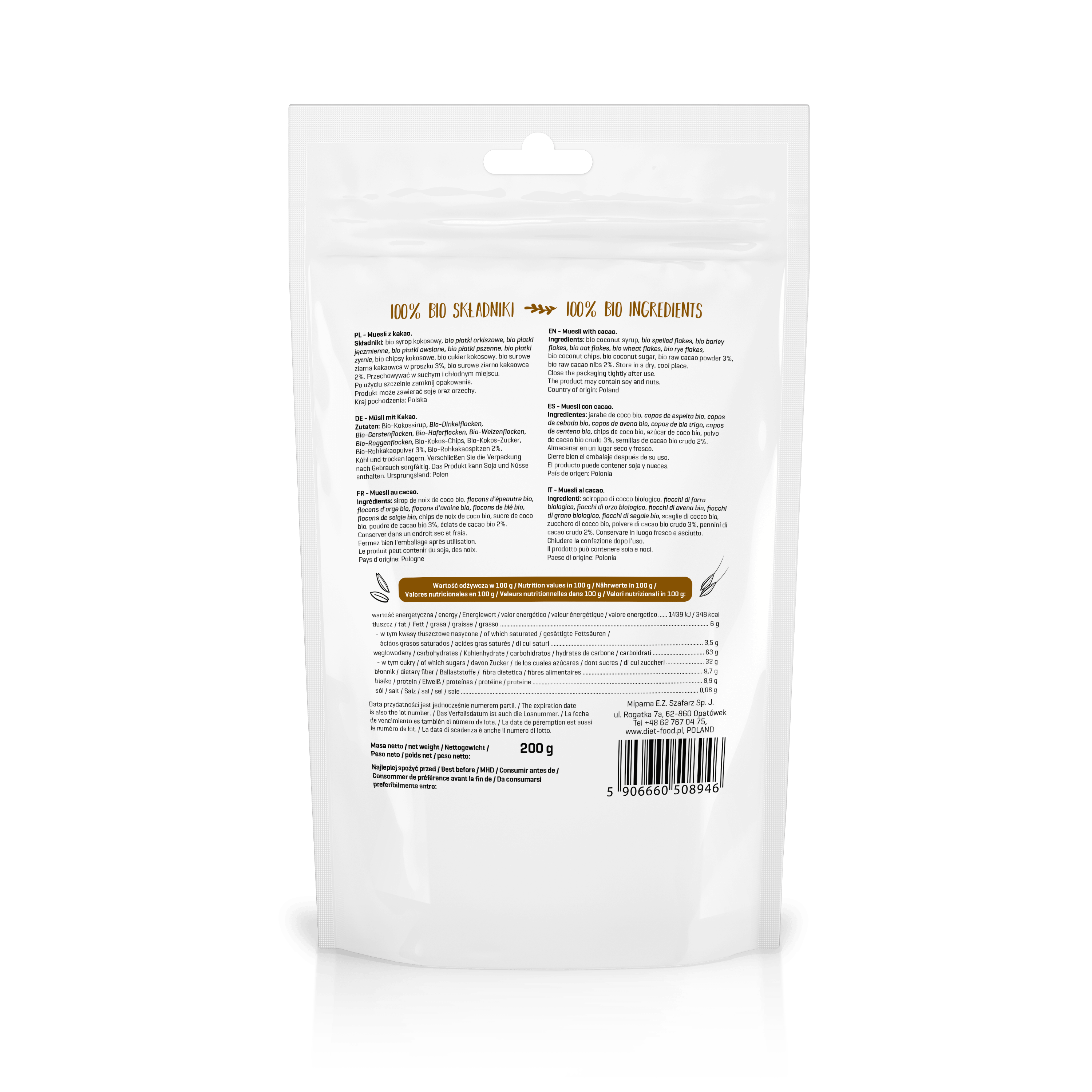 Diet Food - Wholesale Granola - Bio Muesli with Cocoa 200 g2