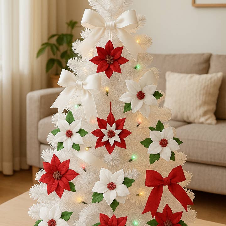 Sunflower Handmade leather inc - Venta al por mayor Adornos - 12 adornos de cuero con flores de poinsettia4