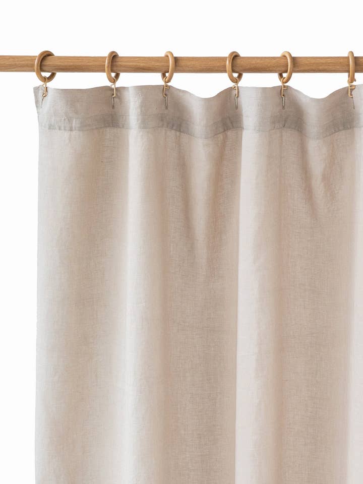 Vattentät linne duschdraperi (1 st) i naturlig färg för wholesale av MagicLinen (We handle U.S. import procedures for you)