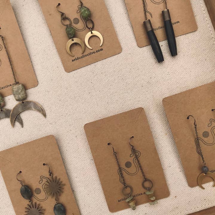 Arid Collective - Wholesale Jewelry Set - Unique Brass & Crystal Earrings | Reiki Infused | Handmade2