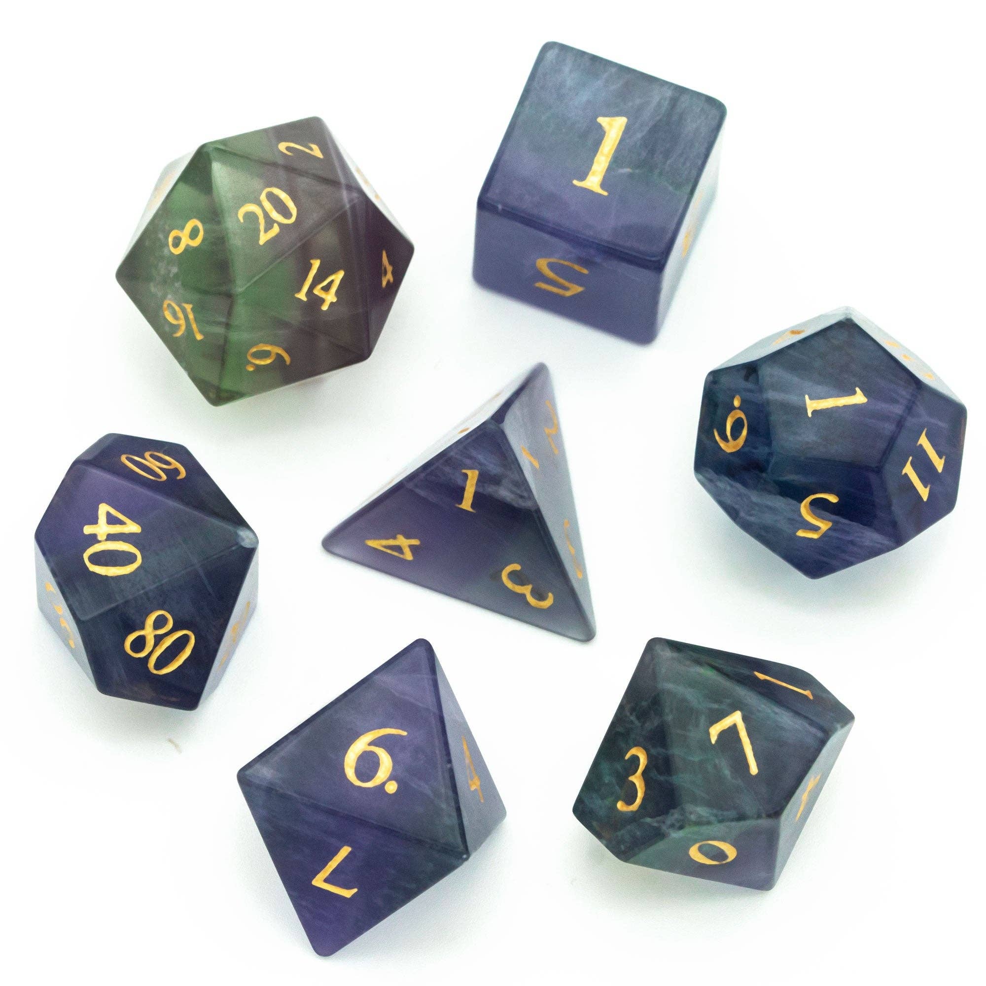 Geek Therapeutics - Wholesale Dice - Natural Fluorite Gemstone Dice Set3