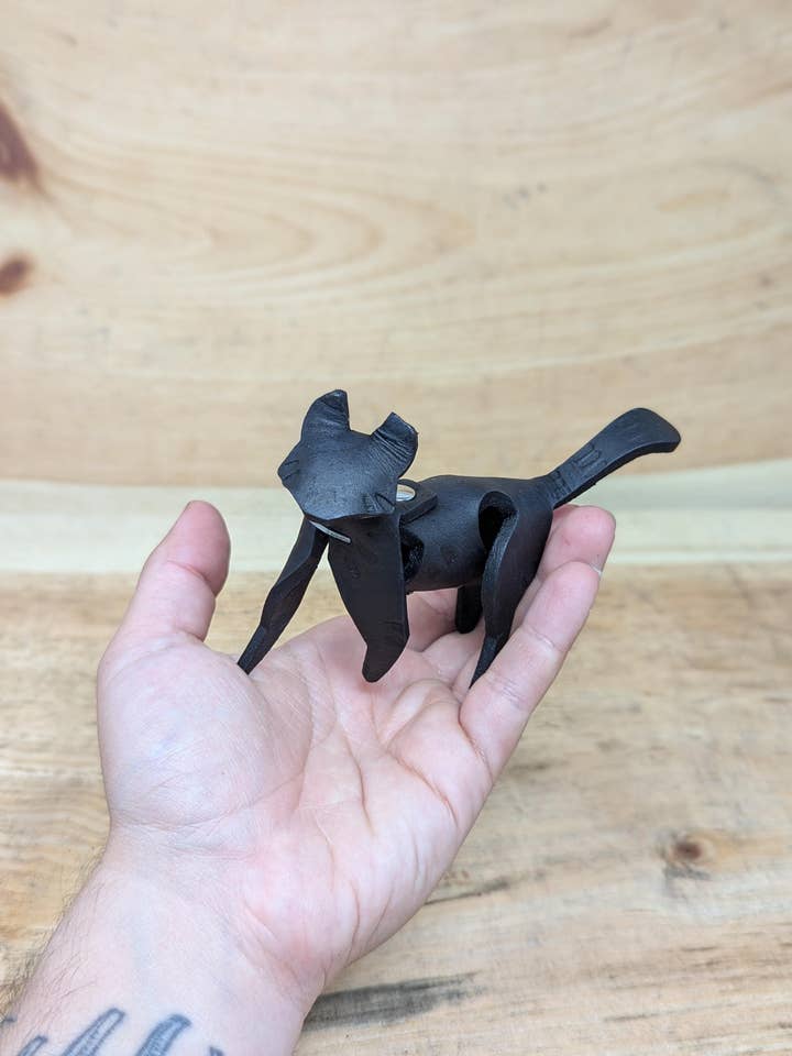 Customizable Leather Cat Figurines with Metal Color Options for wholesale by Frost & Ember Creations, LLC