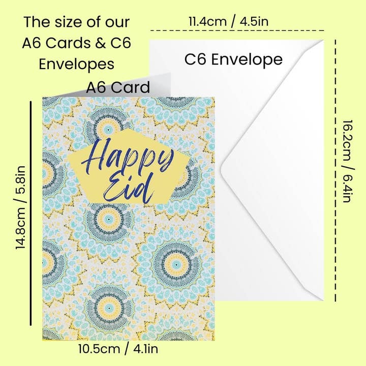 Lil's Cards - Wholesale Eid & Ramadan Card - Happy Eid Mubarak Card - Yellow & Aqua3