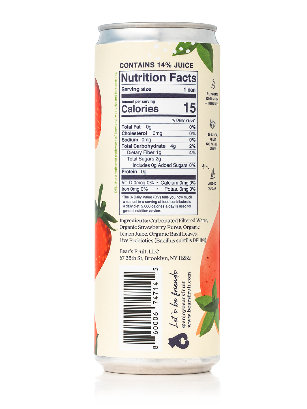 Bear's Fruit - Wholesale Sparkling Water - Strawberry Basil  Probiotic Sparkling Water2