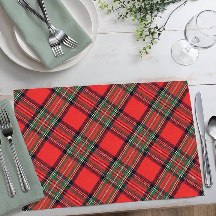 CounterArt/Highland Home/Thirstystone/CoasterStone - Wholesale Disposable placemat - "Christmas Plaid" Premium Paper Stock Placemats 24 Sheet5