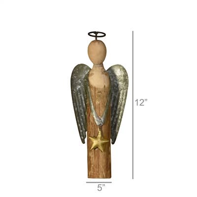 HomArt - Vendita all'ingrosso Decorazione natalizia - Angelo con Stella, Legno & Metallo - Sm3
