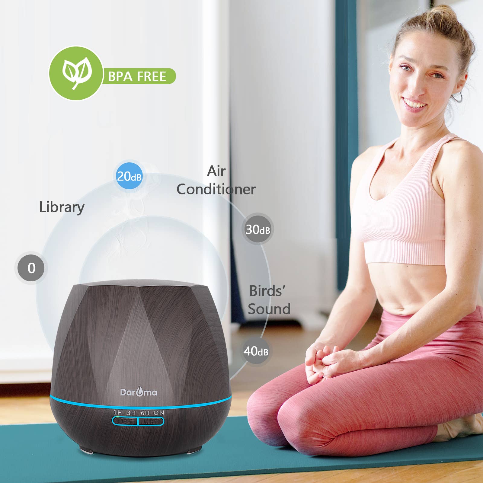 DAROMA - Vendita all'ingrosso Diffusore elettronico - Diffusore di Oli Essenziali 550ML 7 Colori LED Atmosfera con Telecomando8