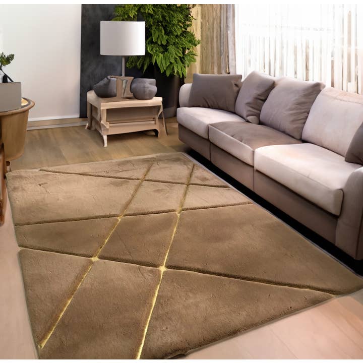 Shaggy Caramel Color Faux Fur Fluffy Designer Area Rug for wholesale by Rosoc Rug