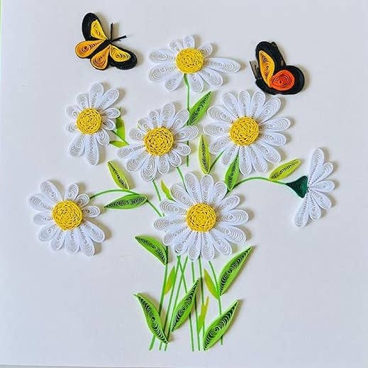 Quilling Vit Tusensköna, Födelsedag, Mors Dag Kort för wholesale av Wonder Paper Art