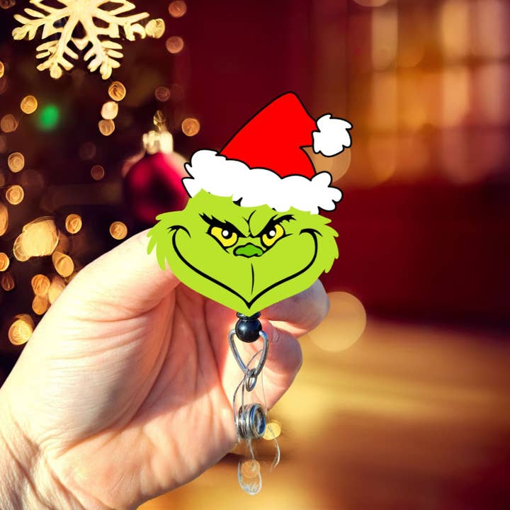 The Grinch Badge Reel for wholesale by The Badge Boutique CO