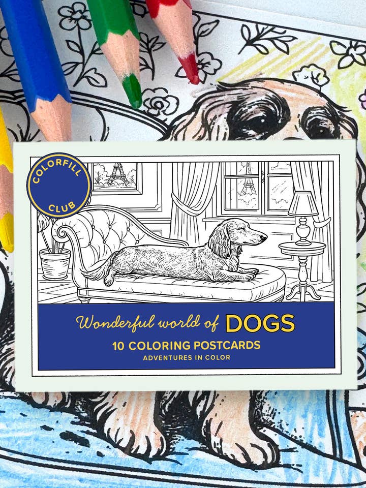 Hundfärgläggningsvykort, set om 10 – Populära raser för wholesale av Colorfill Club