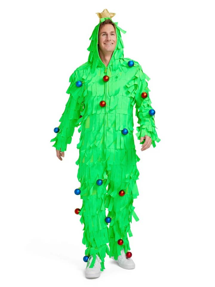 Tree Time Unisex Adult Christmas Tree Jumpsuit With Fringe for wholesale by Tipsy Elves