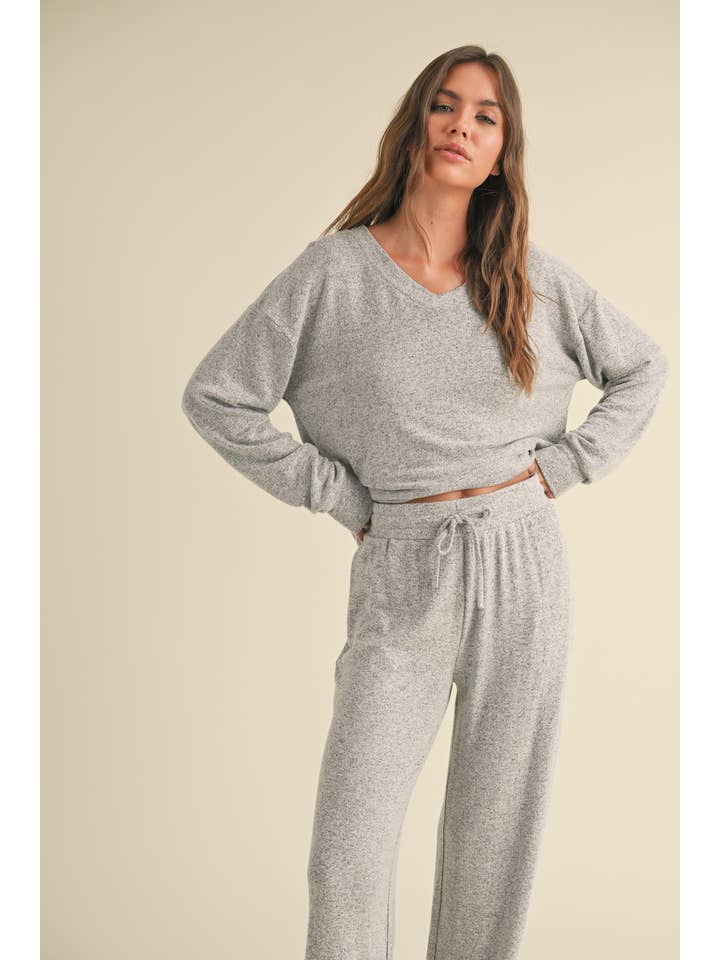 KIMBERLY C - Wholesale Knit Top - Women's - Brushed Hacci Long Sleeve V Neck Top24