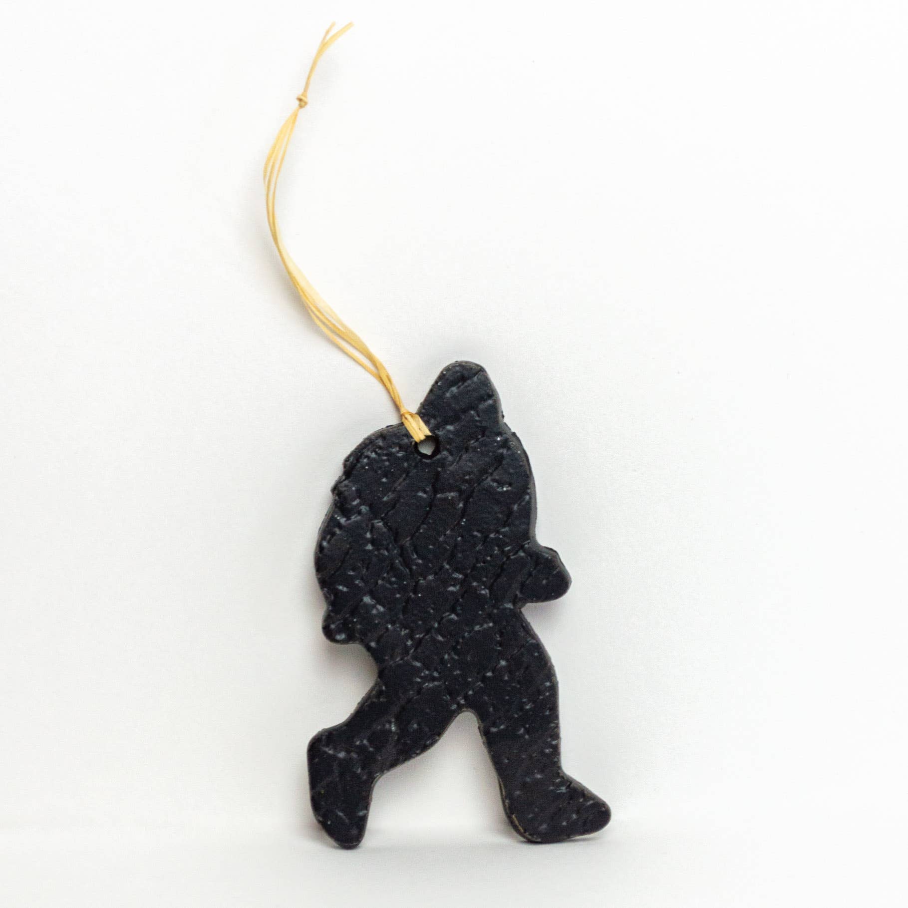 White Squirrel Clayworks – wholesale Ornament – Black Sasquatch Shaped Handmade, in Ohio, Ceramic Ornaments1