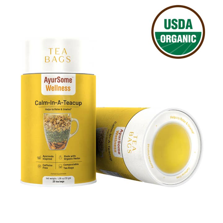 Organic Chamomile tea blend - Calm-In-A-Teacup - 25 tea bags for wholesale by AyurSome Wellness