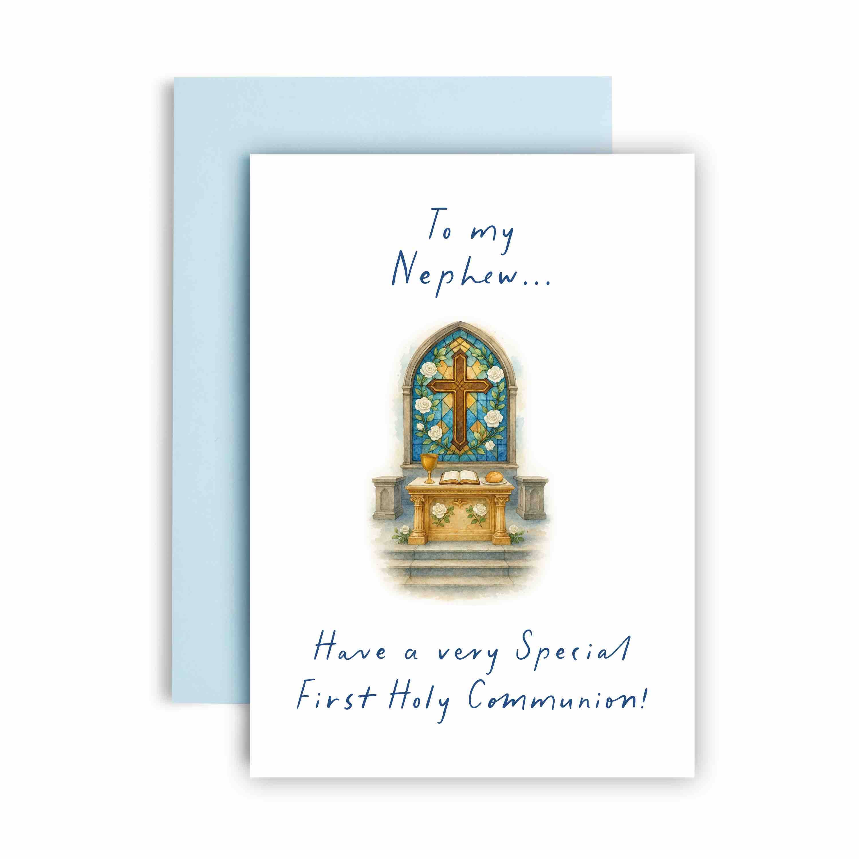 Huxters – wholesale Religious card – On a Special first Holy Communion Gold Chalice Card5