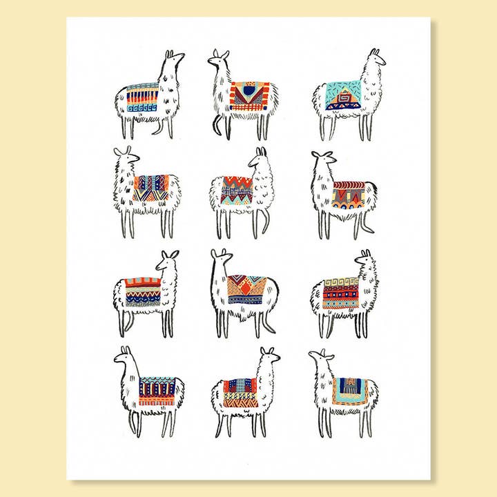 Llama-rama Print for wholesale by Party Mouse Studio