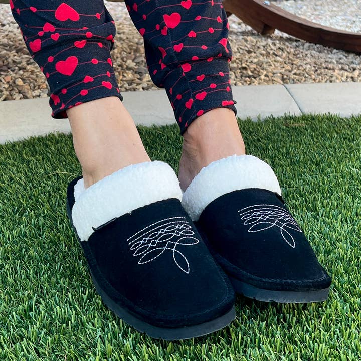 Seriously Shea - Wholesale Slippers - Women's - Western Cowgirl Inspired Dolly Slippers | Raven (black)
