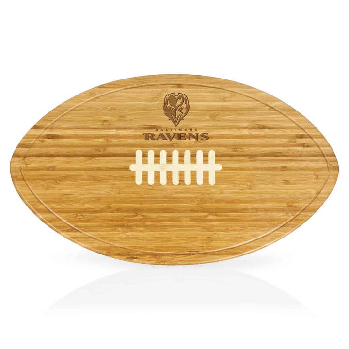 Bamboo Baltimore Ravens Kickoff Football Cutting & Serving Board for wholesale on Faire