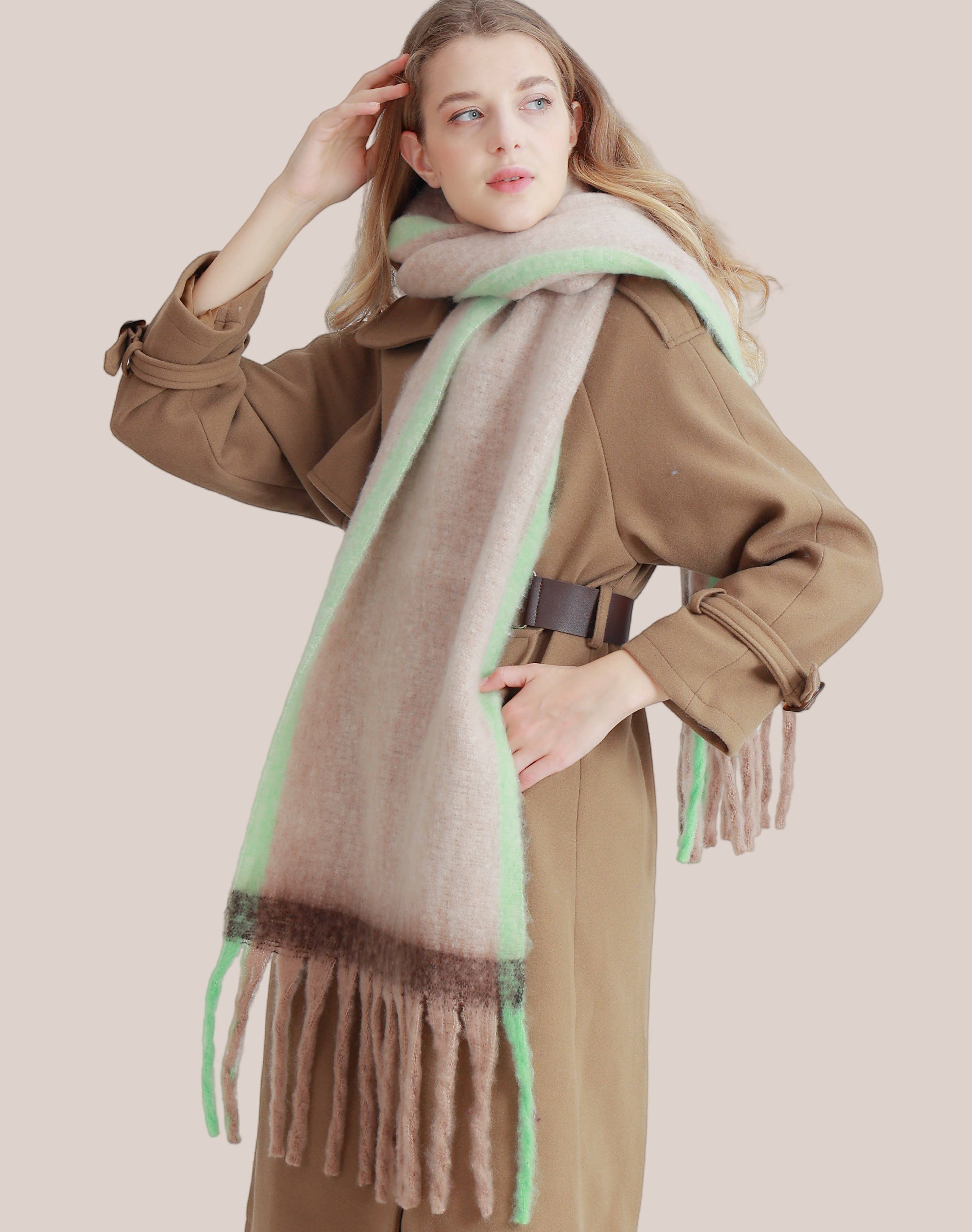 JC Sunny Fashion - Wholesale Scarf - Women's - JC021030 Long Fringe Cozy Fuzzy Two-Tone Ombre Scarf0