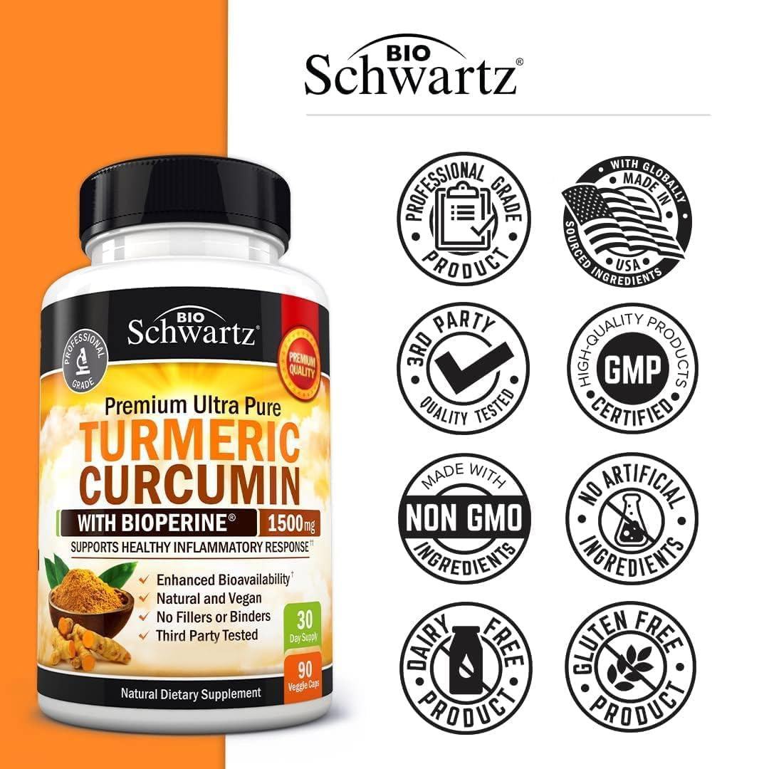 BioSchwartz - Wholesale Oral Supplement/Vitamin - Turmeric Curcumin with Black Pepper: Joint Support (90 Cap)4