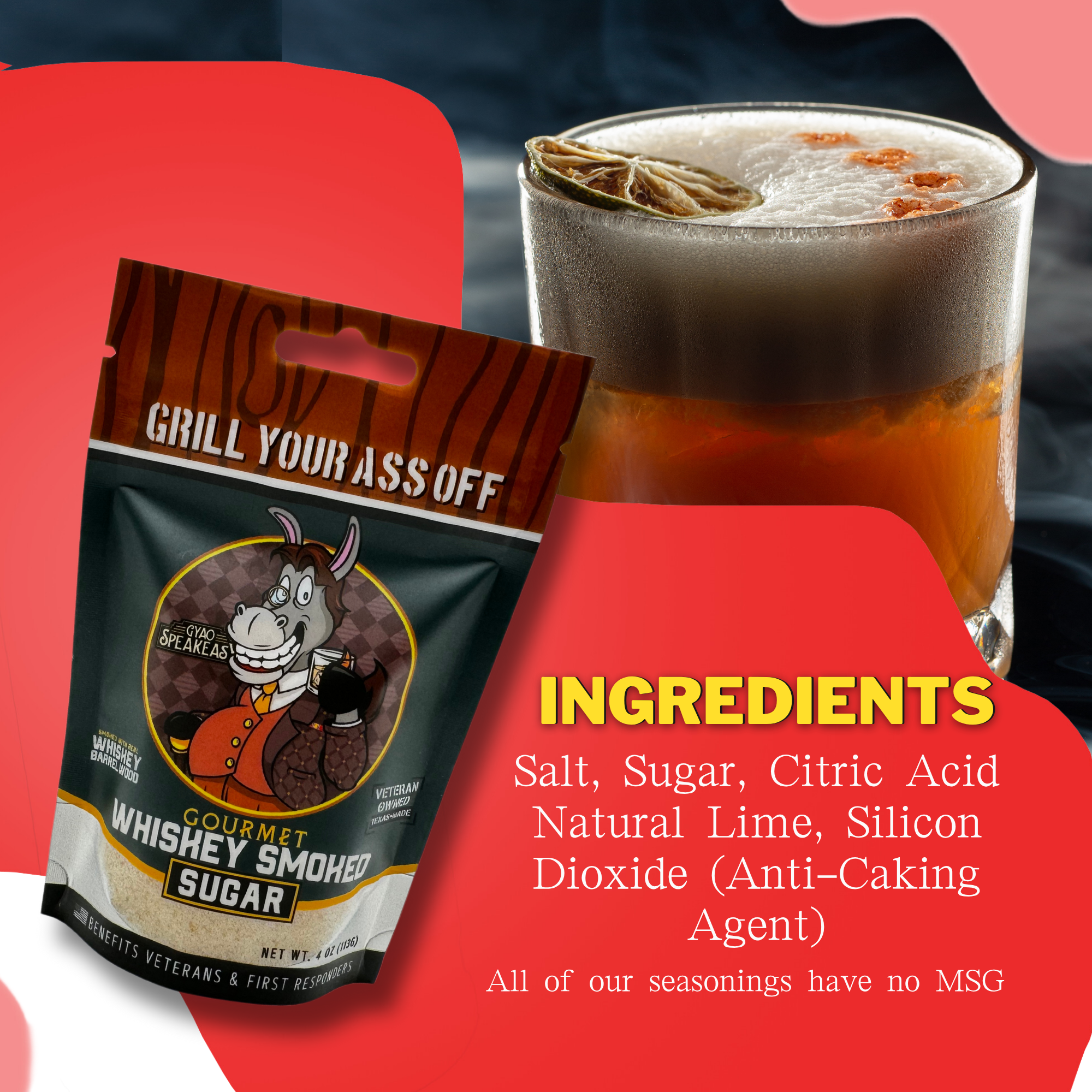 Grill Your Ass Off - Spices, Rubs, Seasonings, Sauces, Jerky - Wholesale Sugar/Sweetener - Gourmet Whiskey Smoked Sugar- Perfect for Cocktails and BBQ1