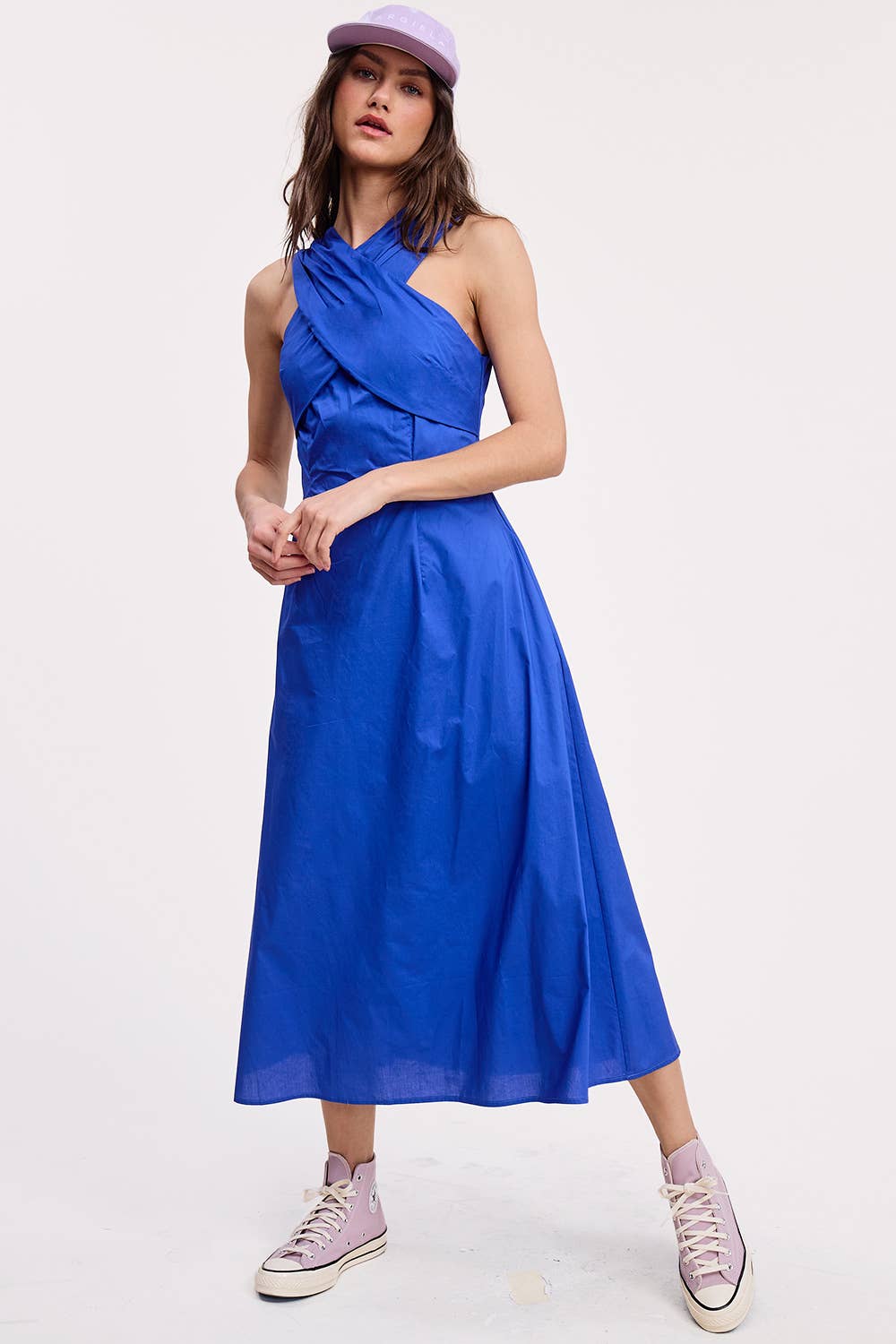 Ultramarine - Wholesale Dress - Women's - Halter Neck Solid Midi Dress1
