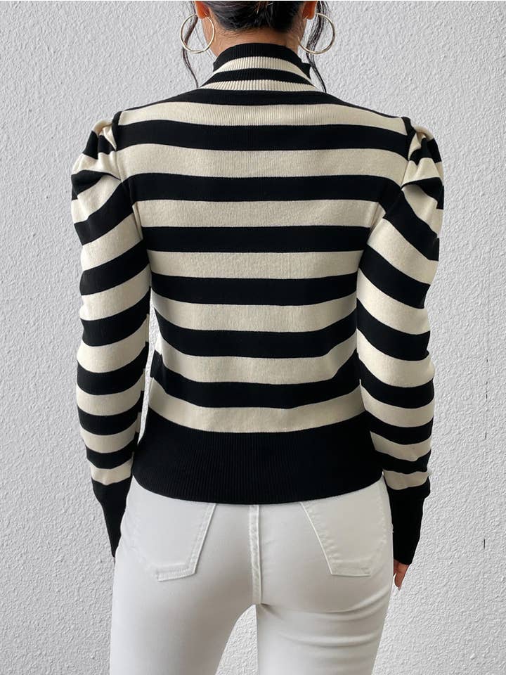 Rosa Clothing - Wholesale Knit Top - Women's - Valentine's Day knitwear cut-out basic stripe pullover top6
