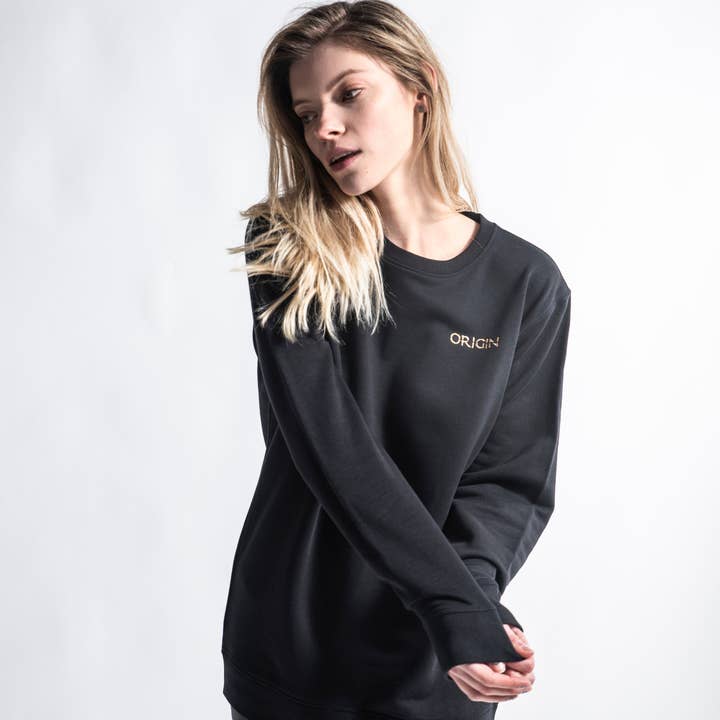 Classic Origin Organic Sweatshirt (Black) for wholesale by Origin Africa