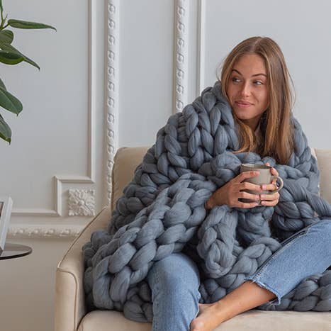 woolexperts – Manta para sofá por atacado – Cobertor gigante de tricô grosso 100% lã merino3