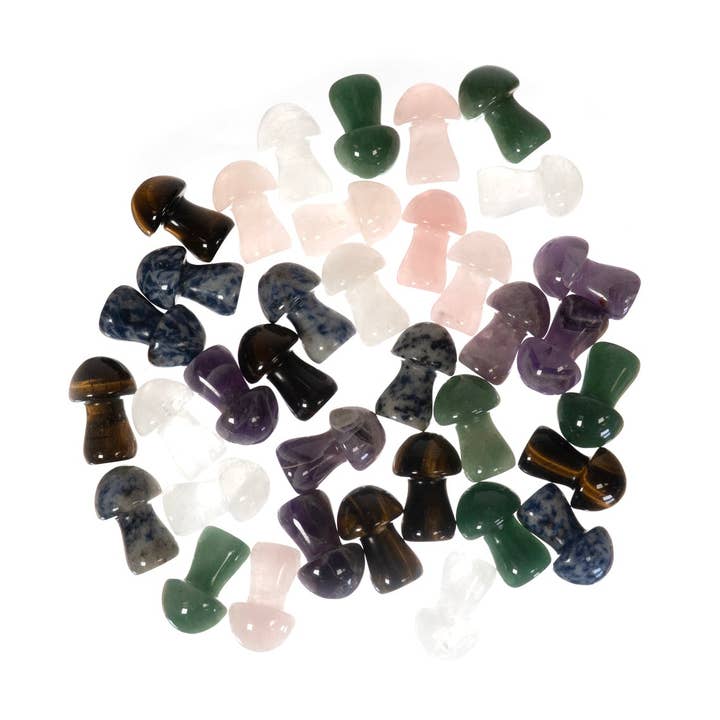 Mini Stone Mushrooms - Assorted Set of 36 for wholesale by Sugarboo & Co