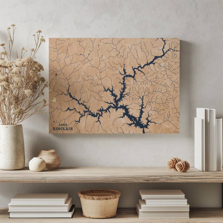 Lake Sinclair Georgia Custom Lake Map for wholesale by Benoit's Design Co.