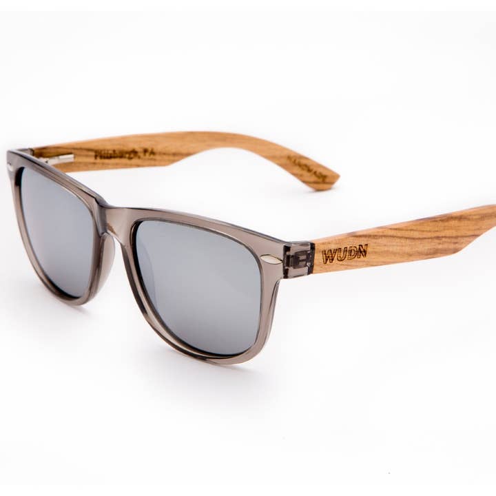 Real Wood Sunglasses - Grey Zebra Wood Wanderers for wholesale by WUDN Handcrafted
