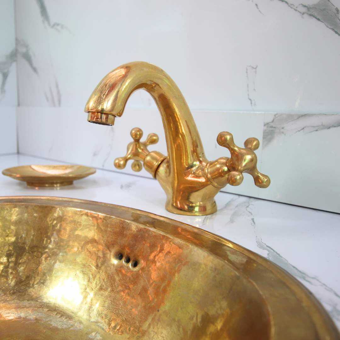 bazarifinagh - Wholesale Bathroom Accessory Set - Unlacquered Brass Smooth Centerset Solid Pure Brass Faucet1