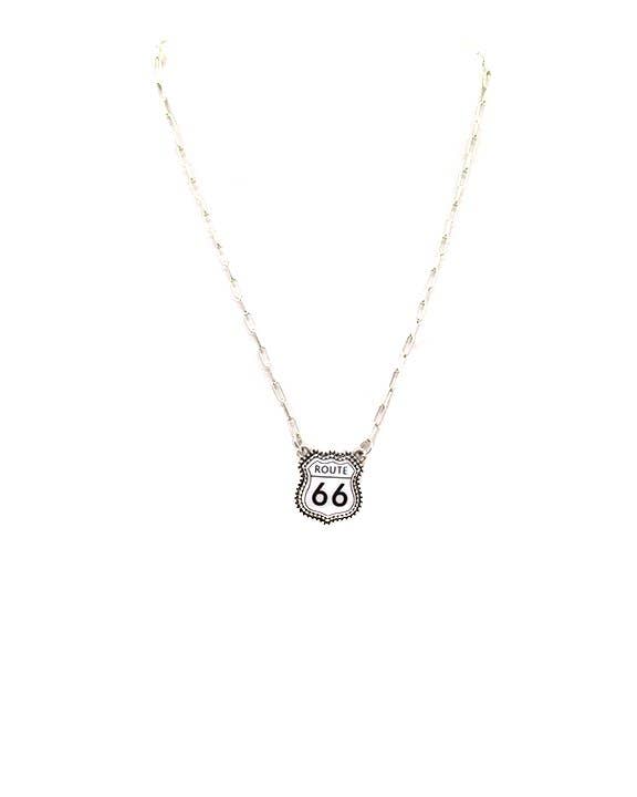 Snowing West - Wholesale Pendant/Charm Necklace - Route 66 Sign Necklace0