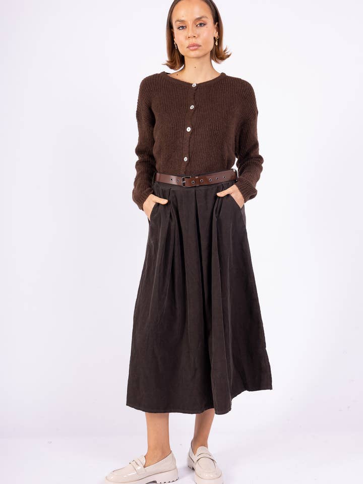 Mimi & Gogo - Wholesale Skirt - Women's - Velvet Skirt With Belt @8855_JuVCeinture2