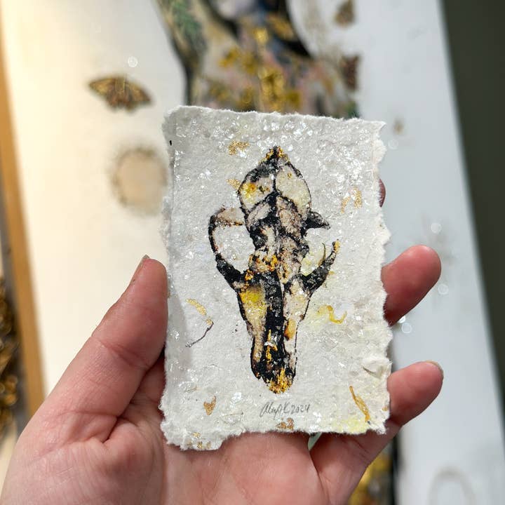 Alexa K - Vendita all'ingrosso Stampa artistica - Piccolo teschio di coyote stampato su carta fatta a mano/ACEO
