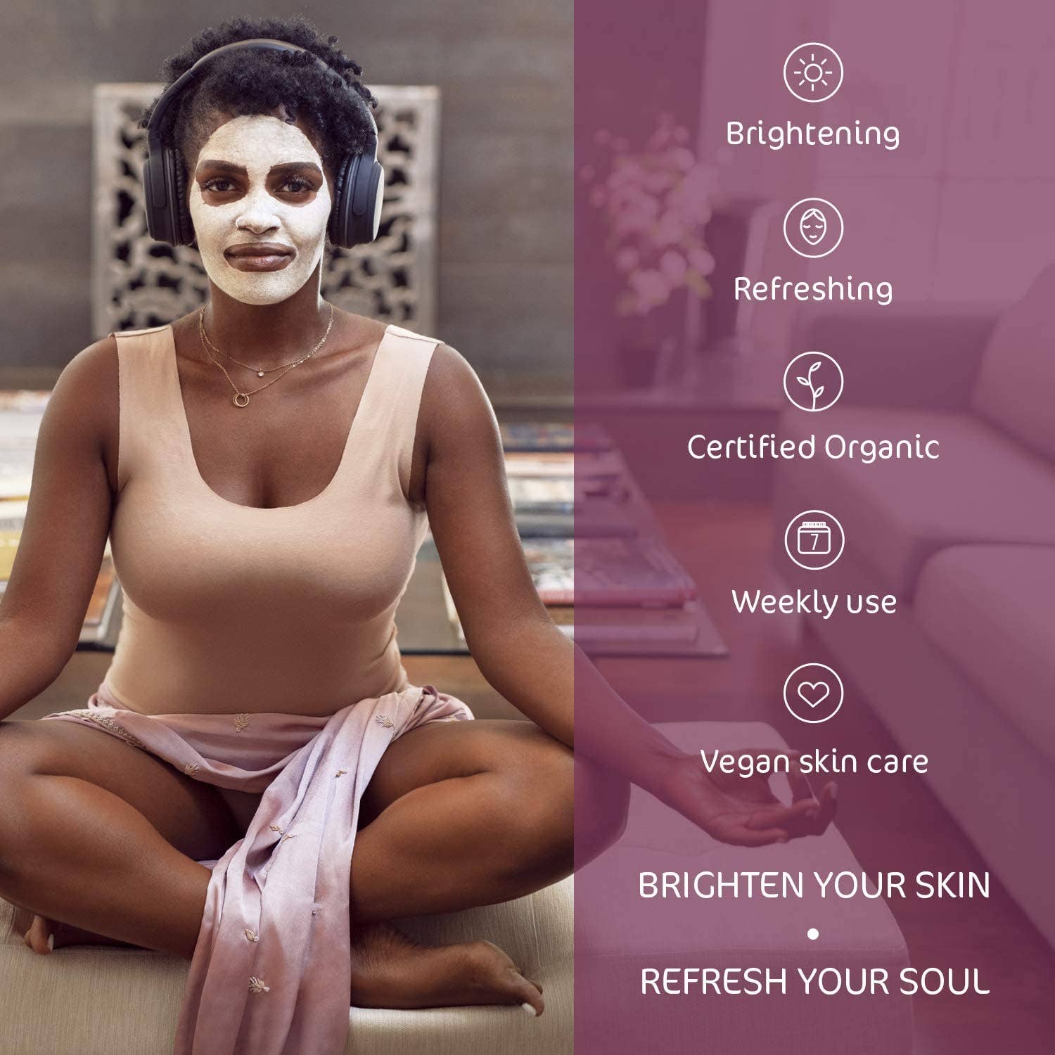 Beauty Goddess – wholesale Skincare face mask – Earth Kiss Inspirations Brightening Organic White Clay Mask with Shilajit, White Clay and Aloe Vera to Brighten Your Skin, 10g3